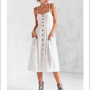 Emilia white midi button dress NWOT